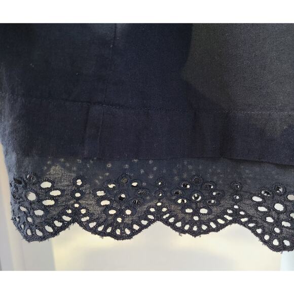 Rebecca Taylor Embroidered Floral Eyelet Cotton Shift Dress Black Blue Size 6 - Picture 16 of 16
